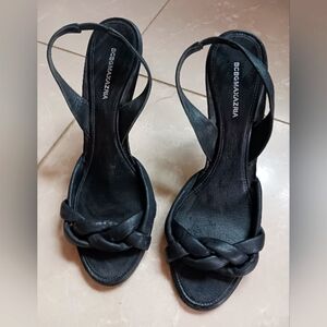 BCBG Black Leather Heels Size 6 4" heel